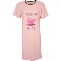 Temptation Dames Nachthemd - Bigshirt - Katoen - Roze - Maat M