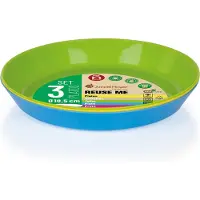 Juypal Hogar Juypal Borden - 3x - gekleurd - kunststof - D18,5 x H2,5 cm - herbruikbaar - BPA-vrij