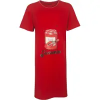 Temptation Dames Nachthemd - Bigshirt - Jammin Print - Rood - Maat S