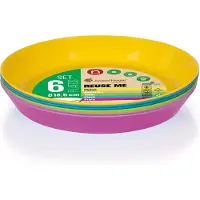 Juypal Hogar Juypal Borden - 6x - gekleurd - kunststof - D18,5 x H2,5 cm - herbruikbaar - BPA-vrij