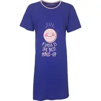 Temptation Dames Nachthemd - Bigshirt - Katoen - Blauw - Maat S