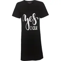 Temptation Dames Nachthemd - Bigshirt - 100% Katoen - Zwart - Maat S