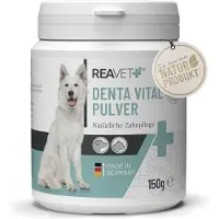ReaVET - Denta Vitaal Poeder voor Honden en Katten - Reiniging en verzorging van tanden en tandvlees - Tandplak en -steen worden verminderd - 150g
