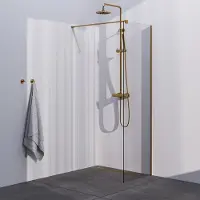 Brauer Gold Season inloopdouche helder glas 70x200 met muurprofiel goud geborsteld