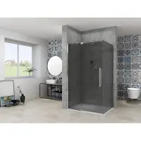 Van Rijn ST08 hoekcabine met draaideur rook glas 110x120cm chroom
