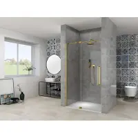 Van Rijn ST08 douchedeur met helder glas 95-105cm messing