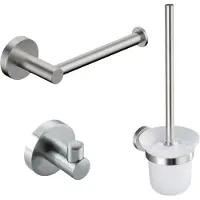 FortiFura Calvi Toiletset - toiletborstelhouder - open - handdoekhaak - toiletrolhouder - zonder klep - geborsteld RVS SW639927/SW639930/SW639931