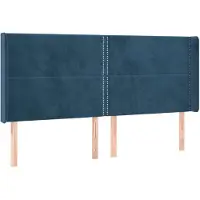 vidaXL Hoofdbord met randen 203x16x118/128 cm fluweel donkerblauw