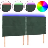 vidaXL Hoofdbord LED 200x5x118/128 cm fluweel donkergroen