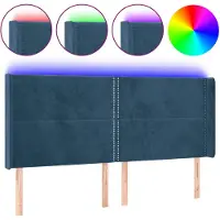 vidaXL Hoofdbord LED 203x16x118/128 cm fluweel donkerblauw