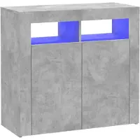 vidaXL Dressoir met LED-verlichting 80x35x75 cm betongrijs
