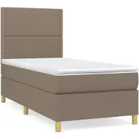 vidaXL Boxspring met matras stof taupe 90x190 cm