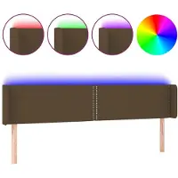 vidaXL Hoofdbord LED 183x16x78/88 cm stof donkerbruin