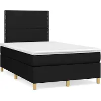vidaXL Boxspring met matras stof zwart 120x200 cm