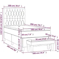 vidaXL Boxspring met matras stof donkerbruin 100x200 cm