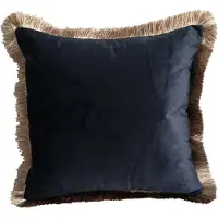 Mars & More kussen fluweel gouden franjes navy 45x45cm