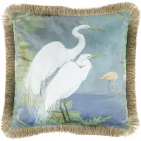 Mars & More kussen fluweel zilverreigers gouden franjes 45x45cm*