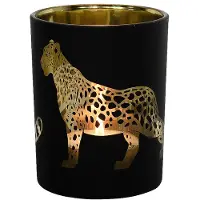 Spiru windlicht panter zwart large 12cm*