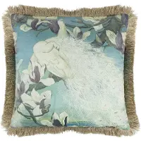 Mars & More kussen fluweel witte pauwen gouden franjes 45x45cm*
