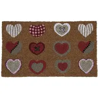 Mars & More deurmat kokos hartjes rood wit beige 75cm