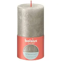 Bolsius Stompkaars Rustiek Shimmer Zilver 60 Uur D 6,8 H 13 Cm