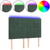 vidaXL Hoofdbord LED 144x5x118/128 cm fluweel donkergroen