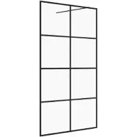 vidaXL Inloopdouchewand 140x195 cm ESG-glas transparant en zwart