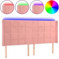 vidaXL Hoofdbord LED 163x16x118/128 cm fluweel roze