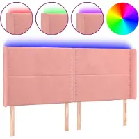 vidaXL Hoofdbord LED 163x16x118/128 cm fluweel roze