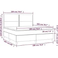 vidaXL Boxspring met matras stof donkergrijs 180x200 cm