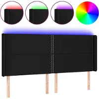 vidaXL Hoofdbord LED 203x16x118/128 cm stof zwart