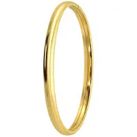 Lucardi Dames Zilveren goldplated bangle 5mm - Armband - 925 Zilver - Goudkleurig - 65 mm