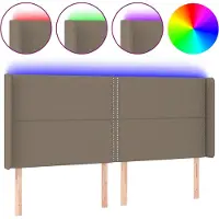 vidaXL Hoofdbord LED 183x16x118/128 cm stof taupe