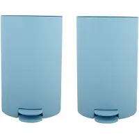Spirella MSV kleine pedaalemmer - 2x - kunststof - lichtblauw - 3L - 15 x 27 cm - Badkamer/toilet - Pedaalemmers