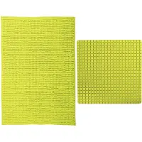 MSV Douche anti-slip mat en droogloop mat - Sevilla badkamer set - rubber/microvezel - limegroen - Badmatjes