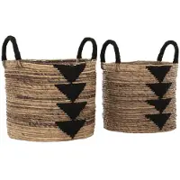 MUST Living Basket Lima black, set of 2,39xØ32 cm / 42xØ37 cm (Naturel, 37x42x37cm)