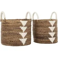 MUST Living Basket Lima white, set of 2,39xØ32 cm / 42xØ37 cm (Naturel, 37x42x37cm)