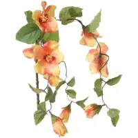 Louis Maes kunstbloemen - Hibiscus - oranje - hangende tak van 165 cm - Hawaii/zomer thema - Kunstbloemen