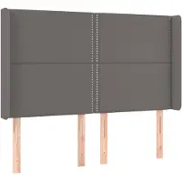 vidaXL Hoofdbord met randen 147x16x118/128 cm kunstleer grijs