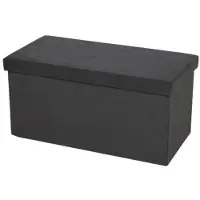Urban Living Hocker bank - poef XXL - opbergbox - donkergrijs - polyester/mdf - 76 x 38 x 38 cm - Poefs
