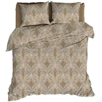 Satin d'or Dekbedovertrek Belgravia Beige Grijs Satijn-240 x 200 / 220 cm | Lits-Jumeaux