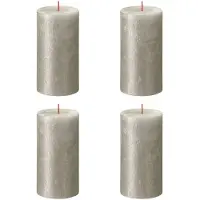 Bolsius Stompkaarsen Shimmer 4 st rustiek 130x68 mm champagnekleurig