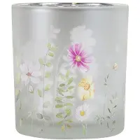 Mars & More windlicht wilde bloemen vlinder wit small 8cm