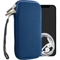 Kwmobile telefoontasje universeel geschikt voor XXL - 7" smartphones - 17,7 x 8,5 cm - Hoesje met rits en polslusje -In blauw -