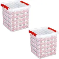 Sunware 2x Kerstballen opruimen opbergboxen 38 liter - Kerstversiering/kerstdecoratie kerstballen opruimen/opbergen