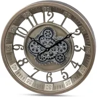 Formano Klok - Wandklok - Tandwielen - Met Glasplaat - Ø 46cm - Metaal - industrieel - Grijs - Oud Zilver