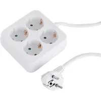Q-Link stekkerdoos - 4-voudig - randaarde - vierkant - 3 x 1.5 mm² - 1.5 m - wit