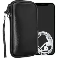Kwmobile telefoontasje universeel geschikt voor XXL - 7" smartphones - 17,7 x 8,5 cm - Hoesje met rits en polslusje -In metallic zwart -