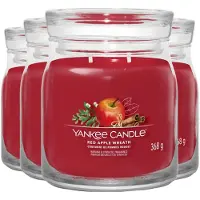 Yankee candle 4x Geurkaars Medium Jar Red Apple Wreath 368 Gr