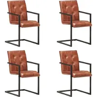 vidaXL Eetkamerstoelen 4 st echt leer bruin